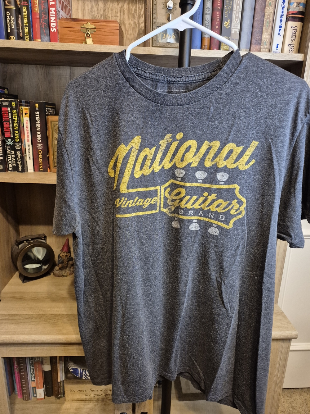 Sonoma Men’s Charcoal Gray Tee with Yellow Guitar Graphic C1 - Jjohn